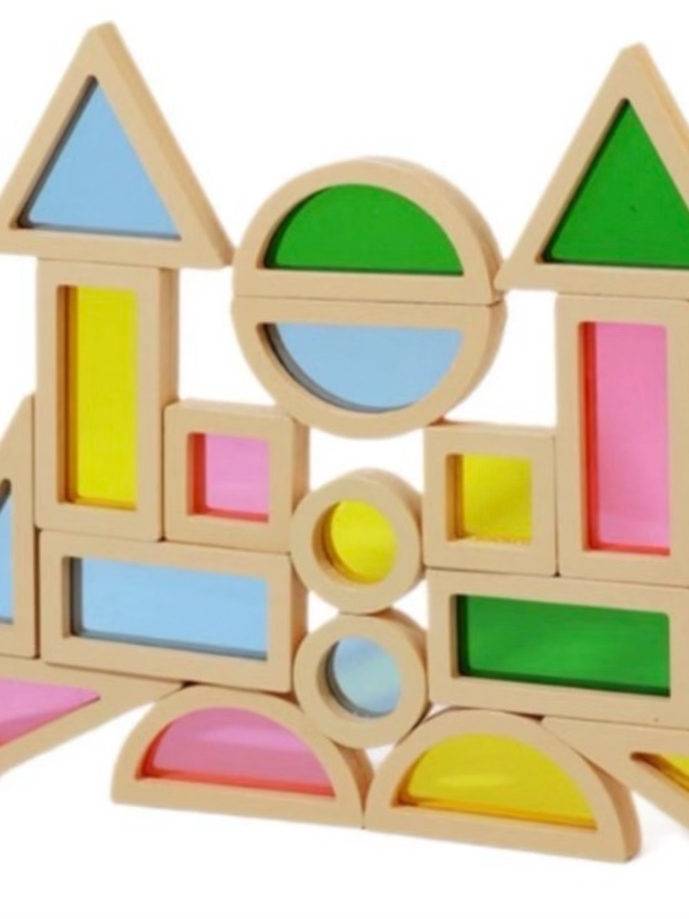 Wooden Stacking Shapes Building Blocks - Multicolor